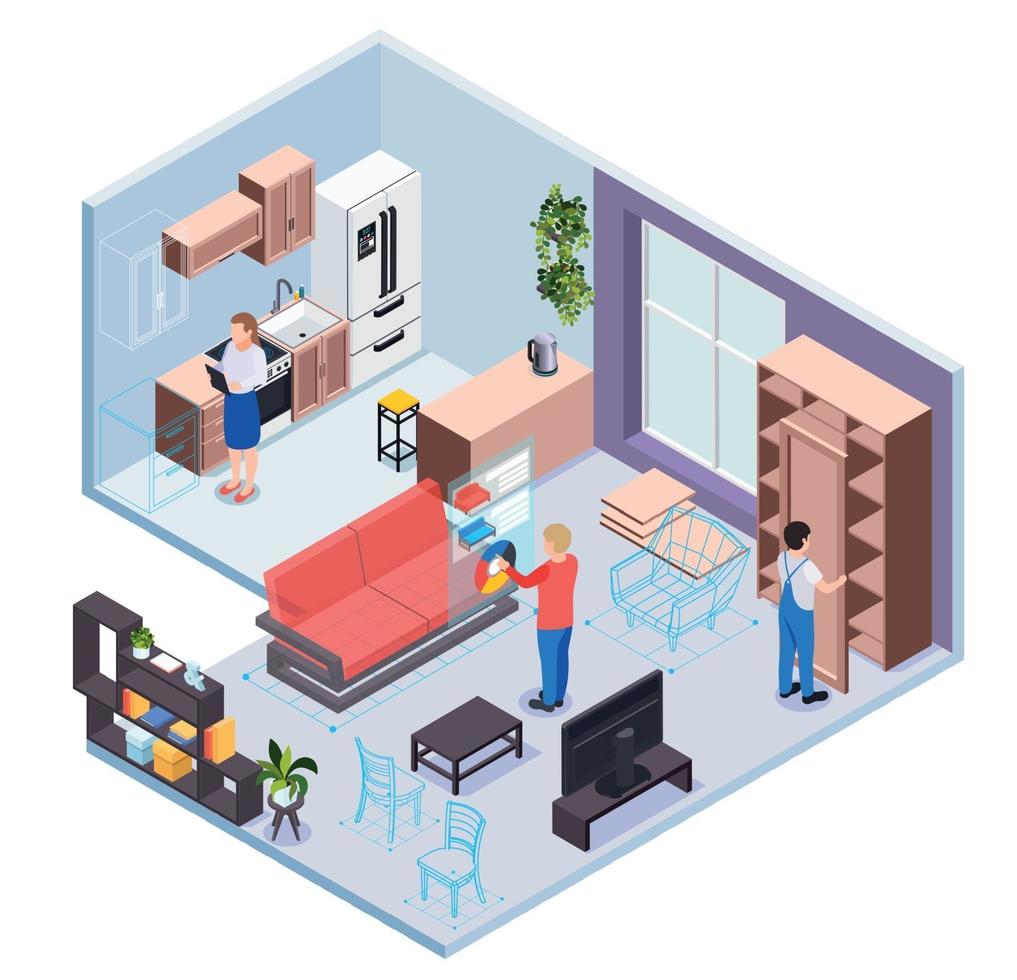 Furniture  Showroom Isometric Design Concept vector