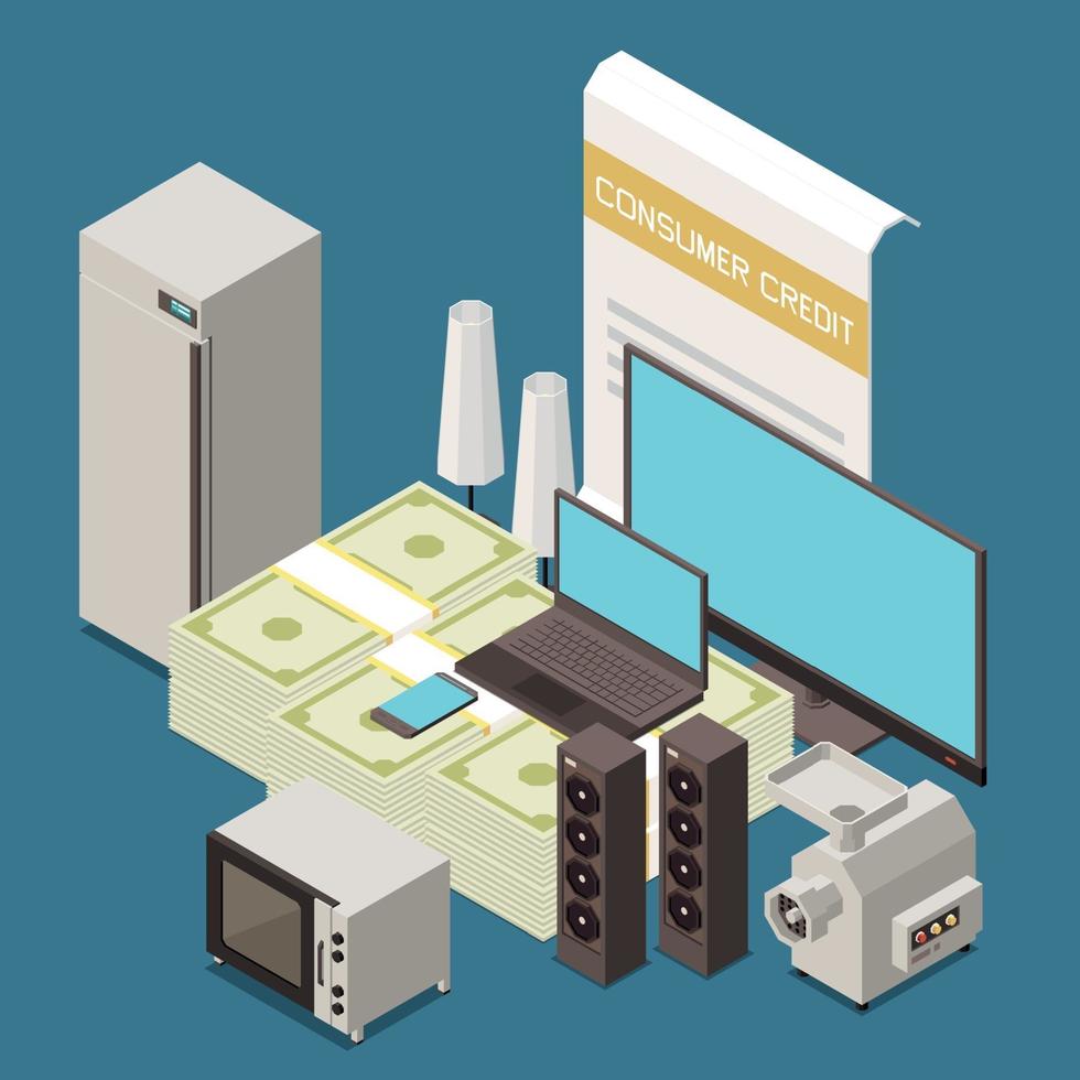 Credit Loan Isometric Composition vector