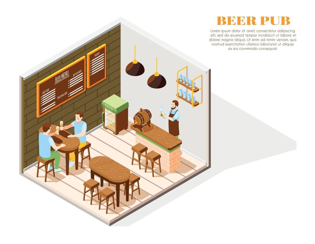 Beer Pub Isometric Composition vector