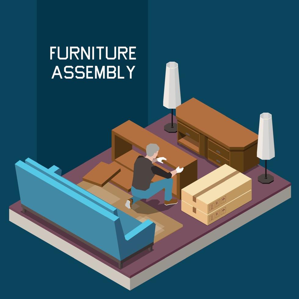 Carpentry Isometric Composition vector