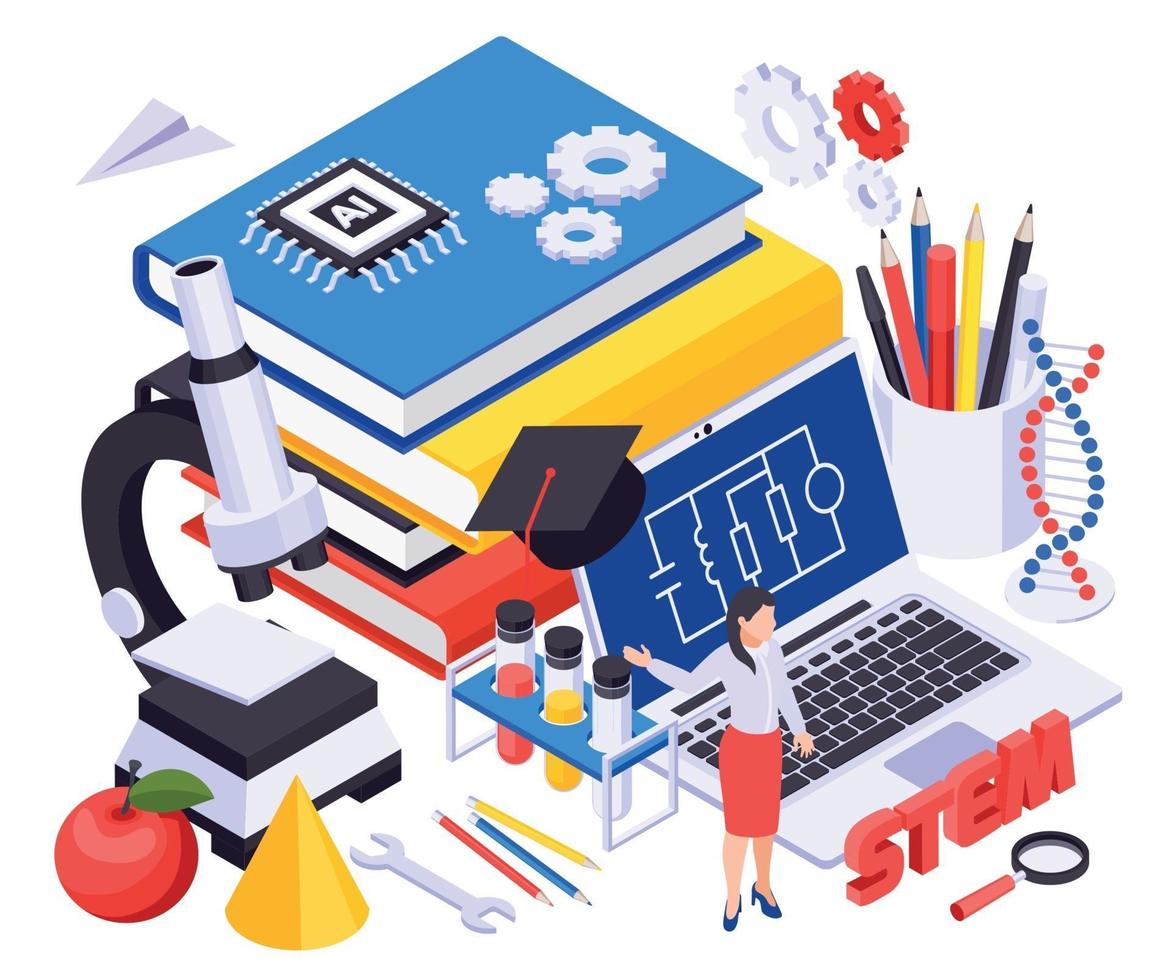 STEM Education Isometric Illustration vector