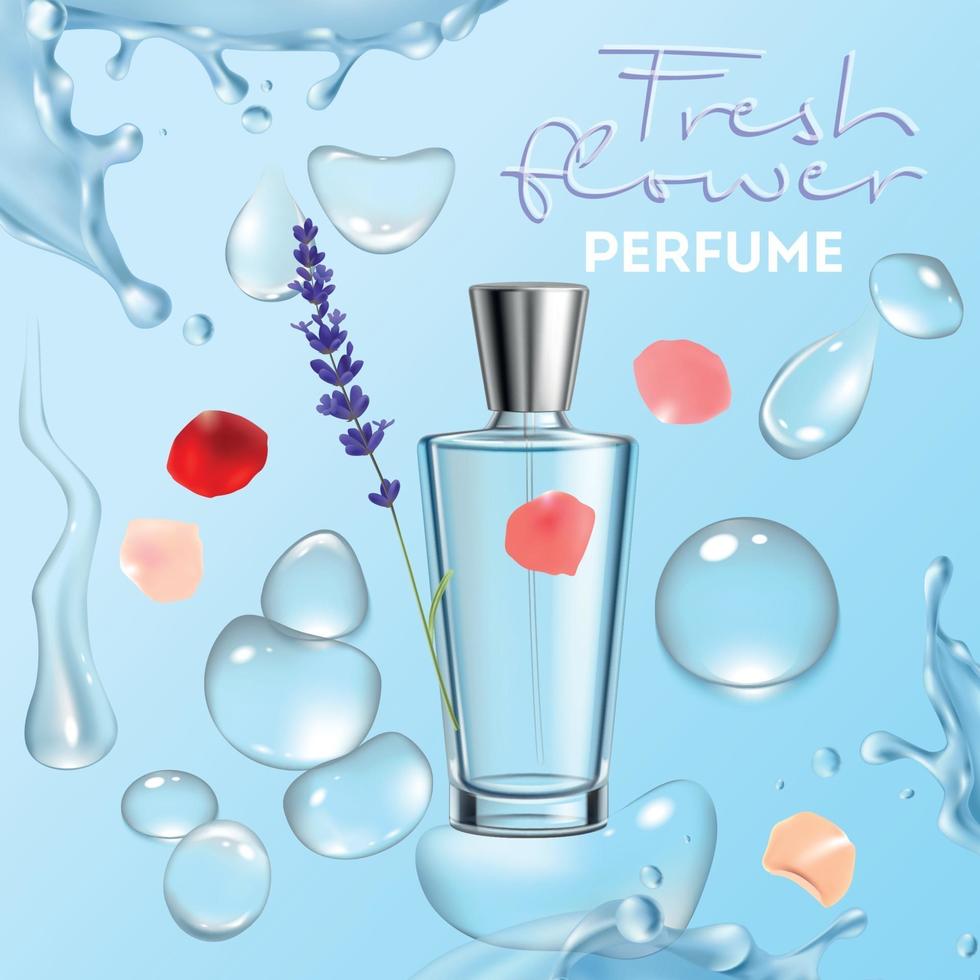 anuncio de botella de perfume vector