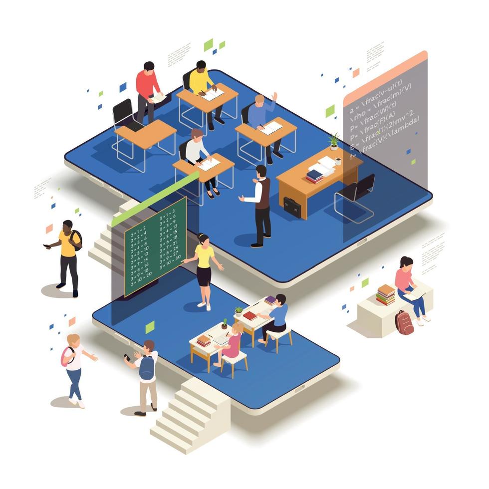 Homeschooling Isometric Concept vector