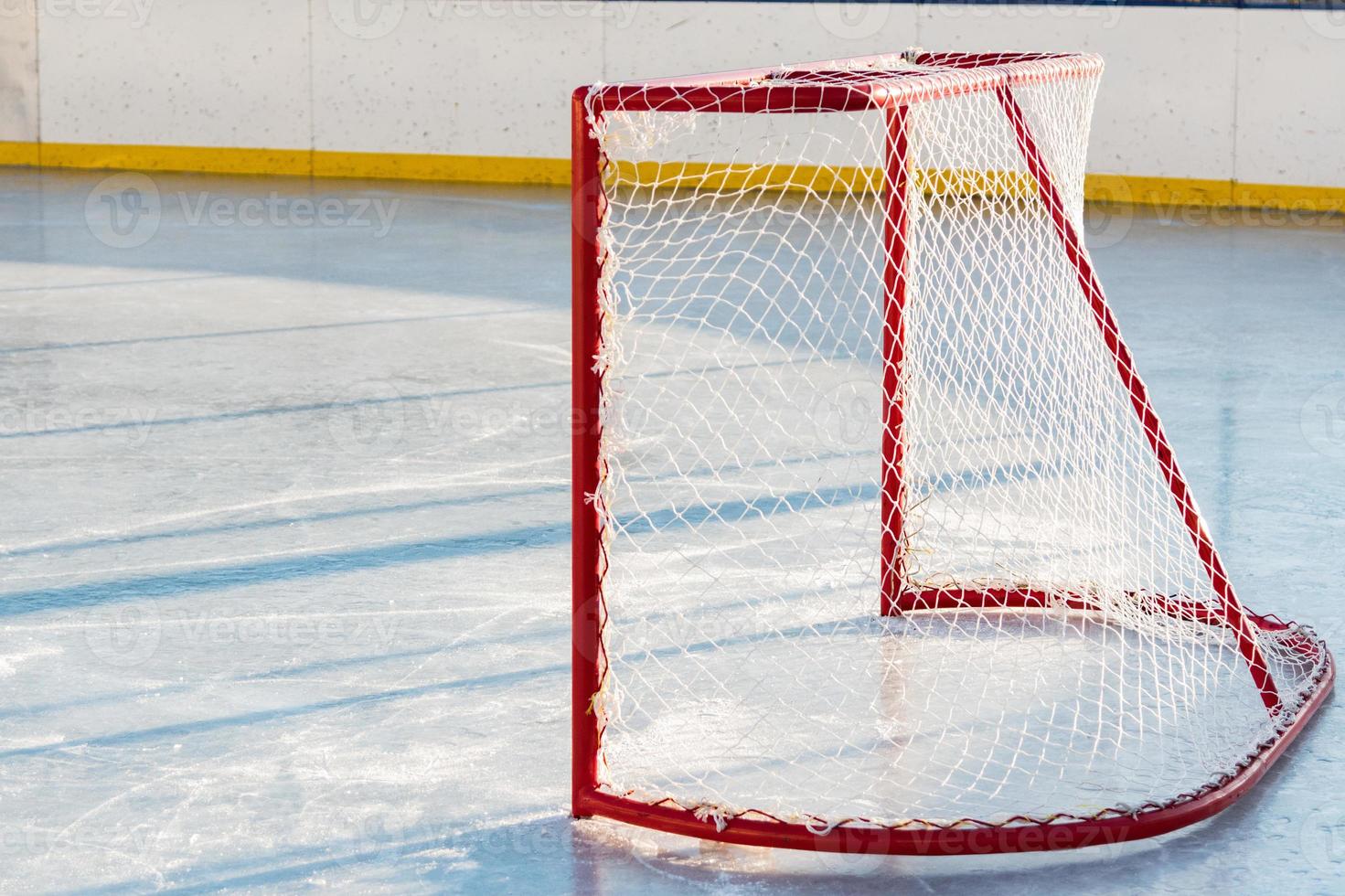 Hockey goal on the ice photo