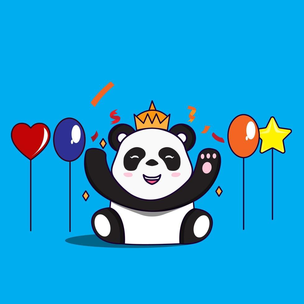 celebración de cumpleaños con linda ilustración de panda vector