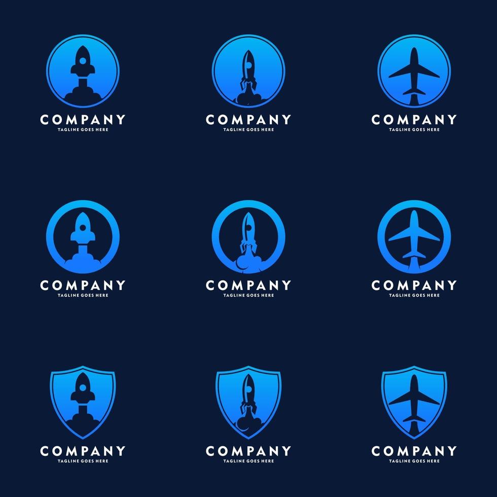 rocket launch icon or sign logo set vector icon illustration design