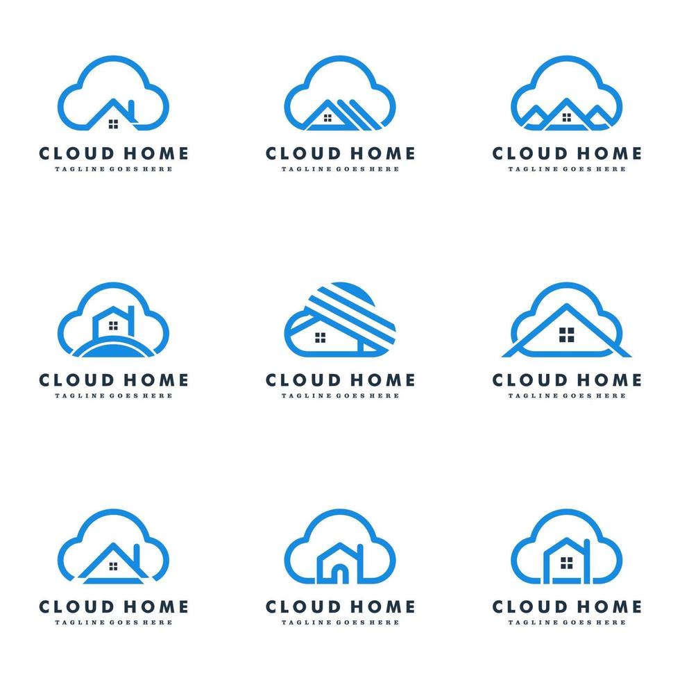 Cloud Home Cloud House Logo set vector icon illustration design