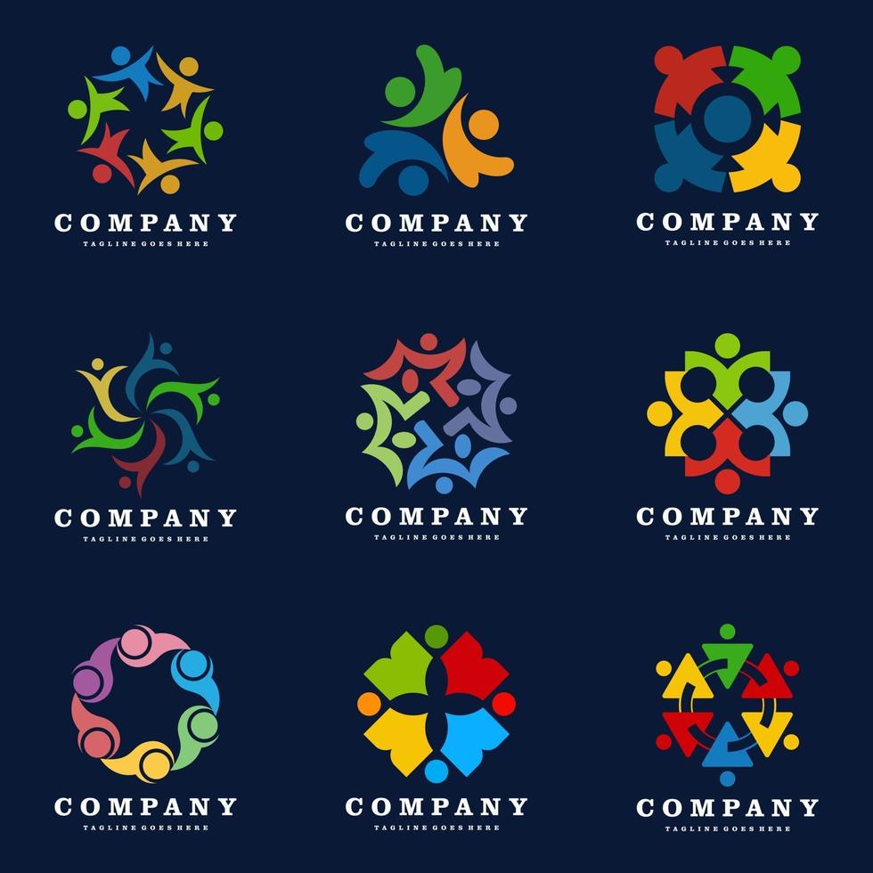 Set of vector logo design for social media, teamwork, alliance, people