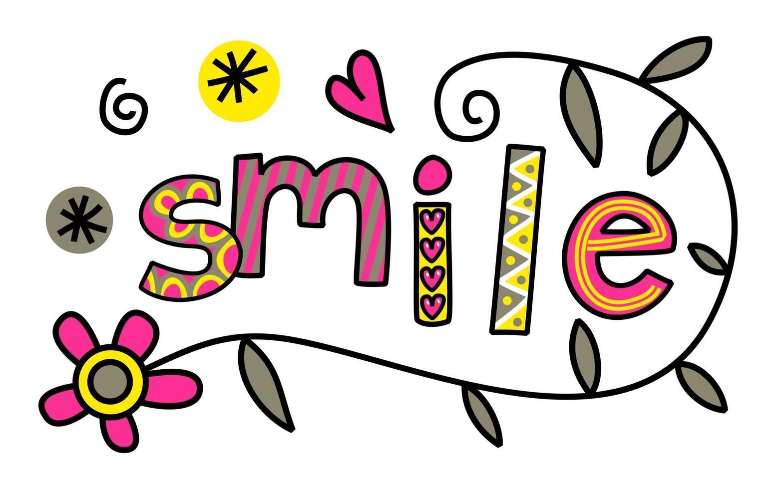 Smile Text Title Doodle Lettering vector