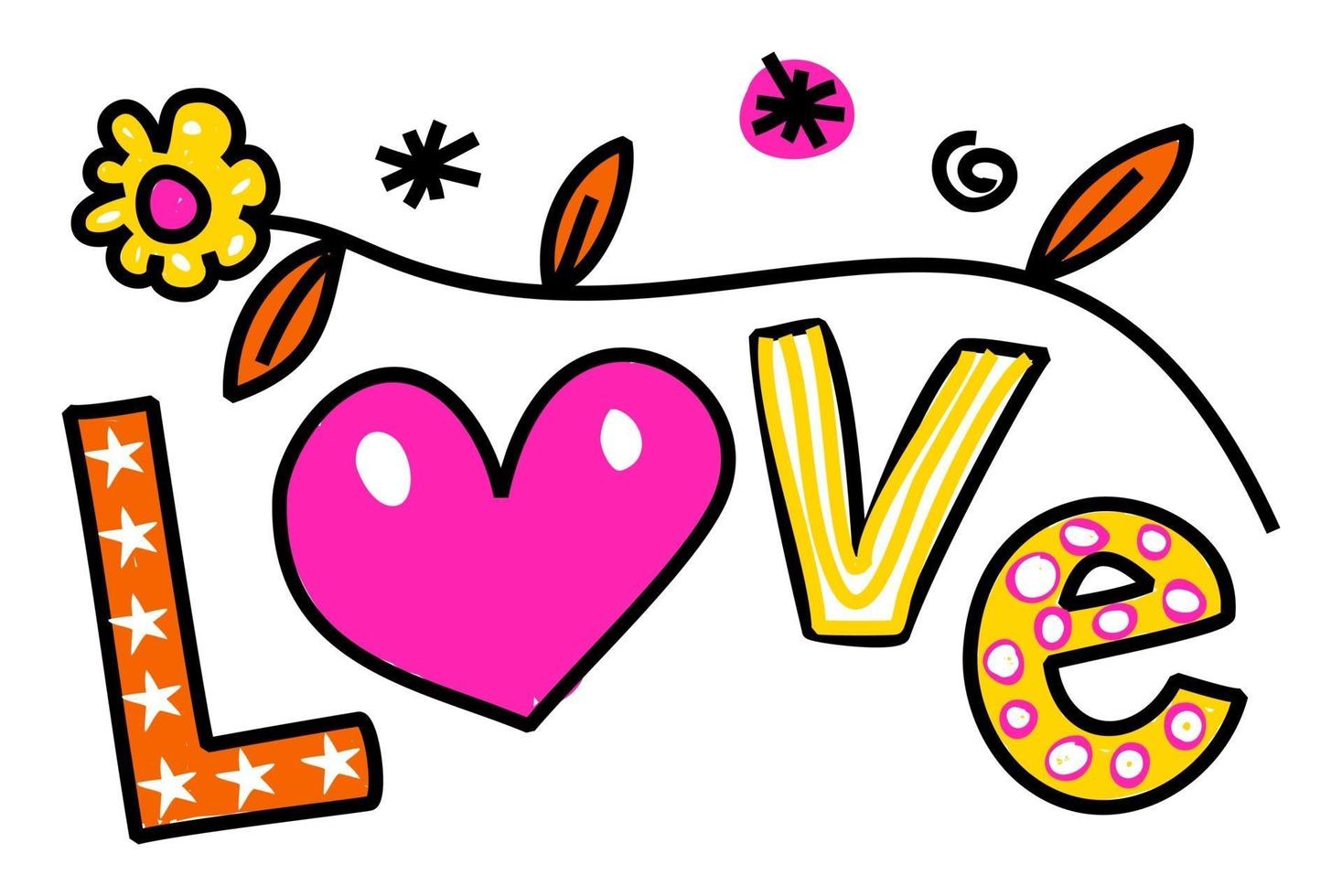 amor saludo texto título doodle vector