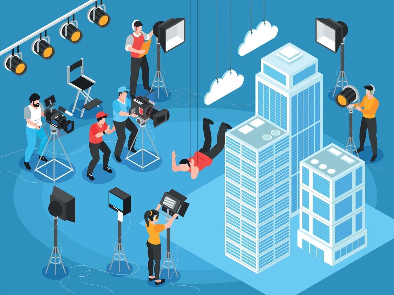 Isometric Film Set Composition vector