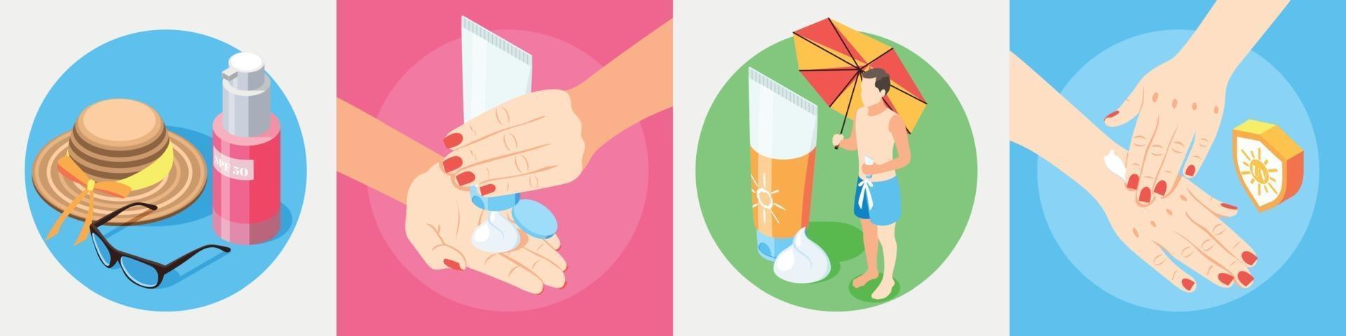 Sunscreen Isometric Design Concept vector