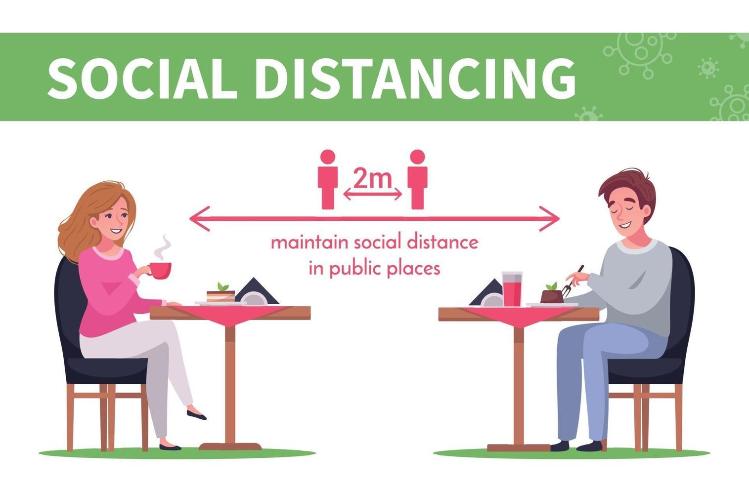 infografías de dibujos animados de distanciamiento social vector