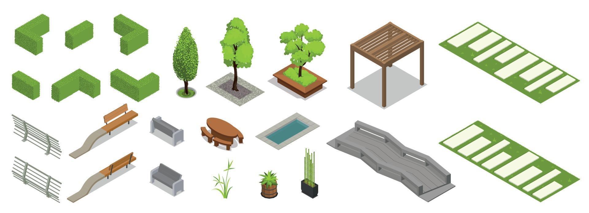 colección de iconos de diseño de paisaje vector