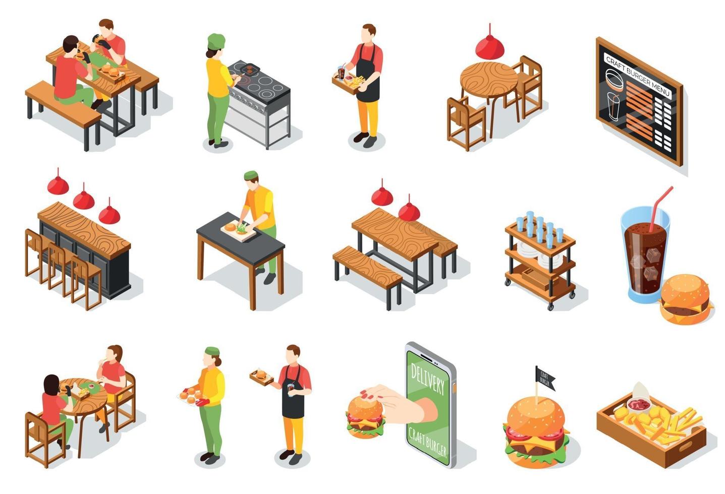 Burger Restaurant Icons Collection vector