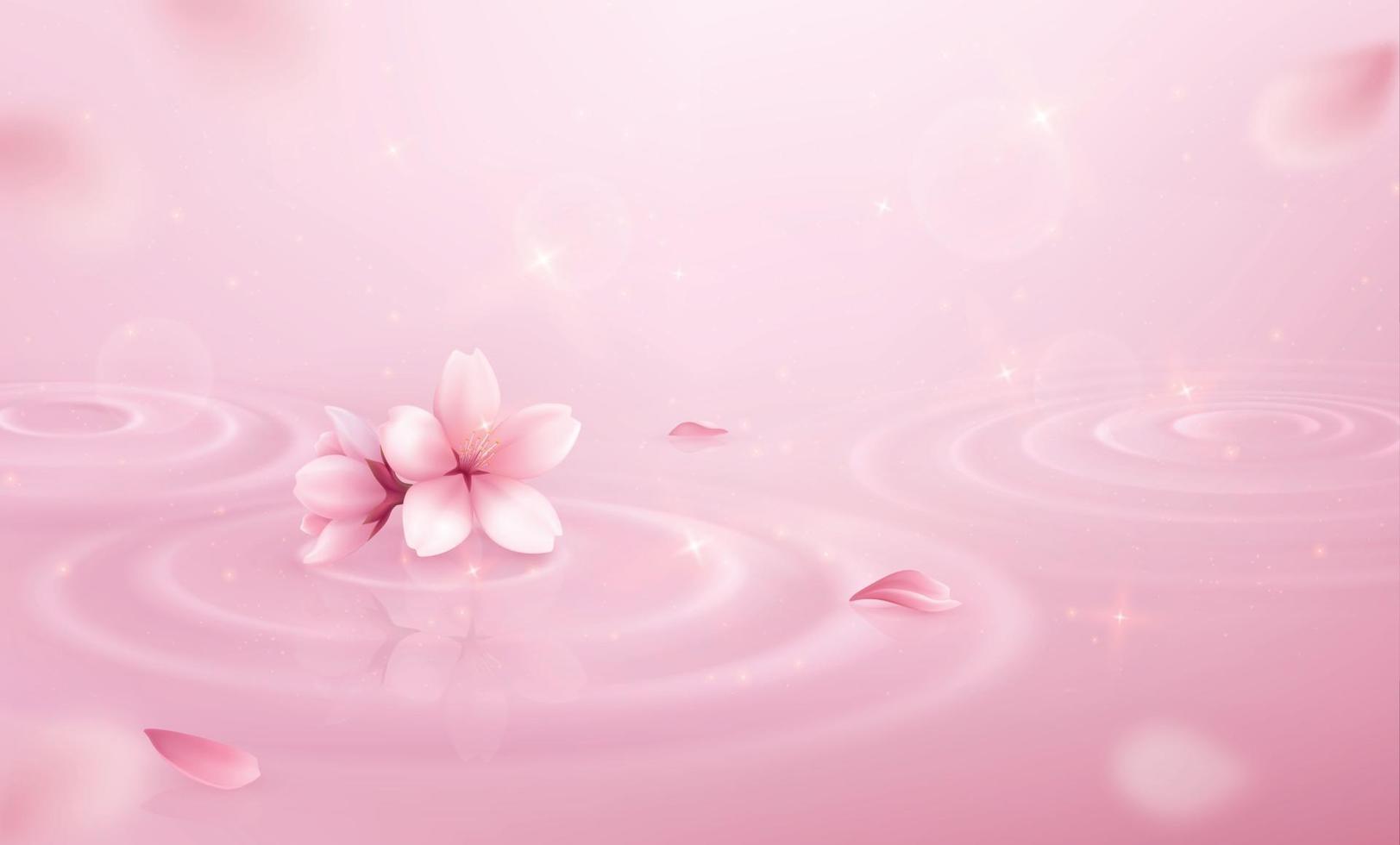 Water Circles Petals Background Realistic Composition vector