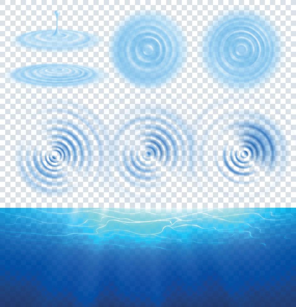 Water Ripple Effects Realistic Icon Set vector