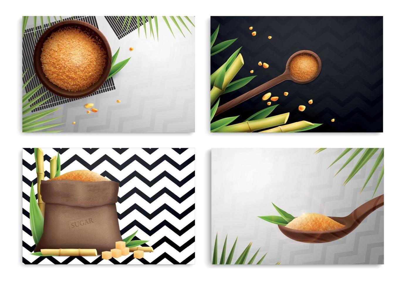 Four Cane Sugar Realistic Composition Set vector