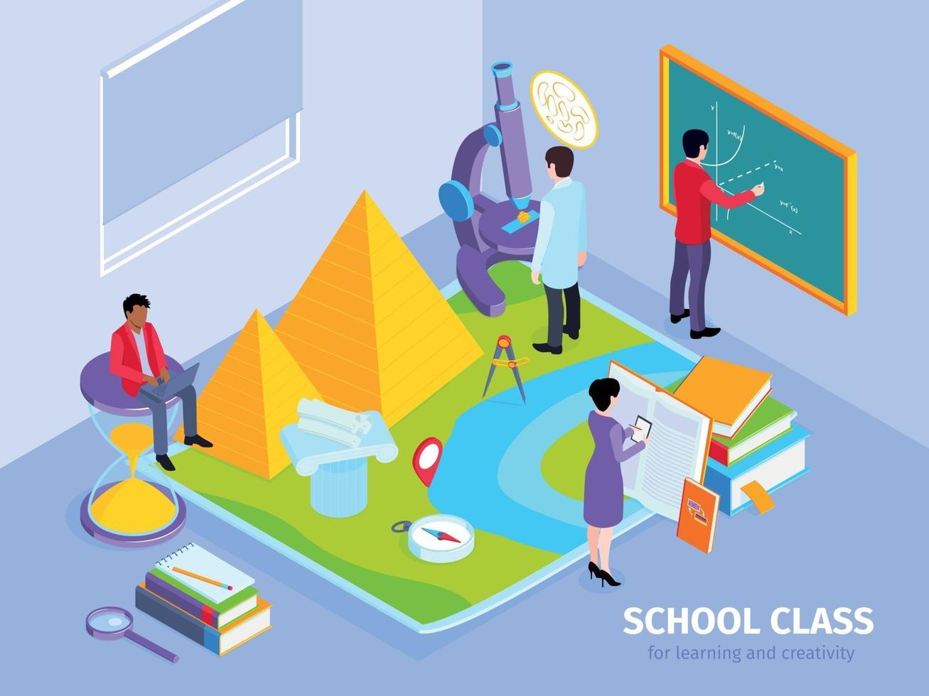 School Isometric Composition vector