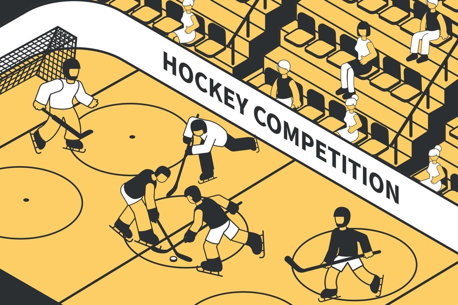 ilustración isométrica de la competencia de hockey vector