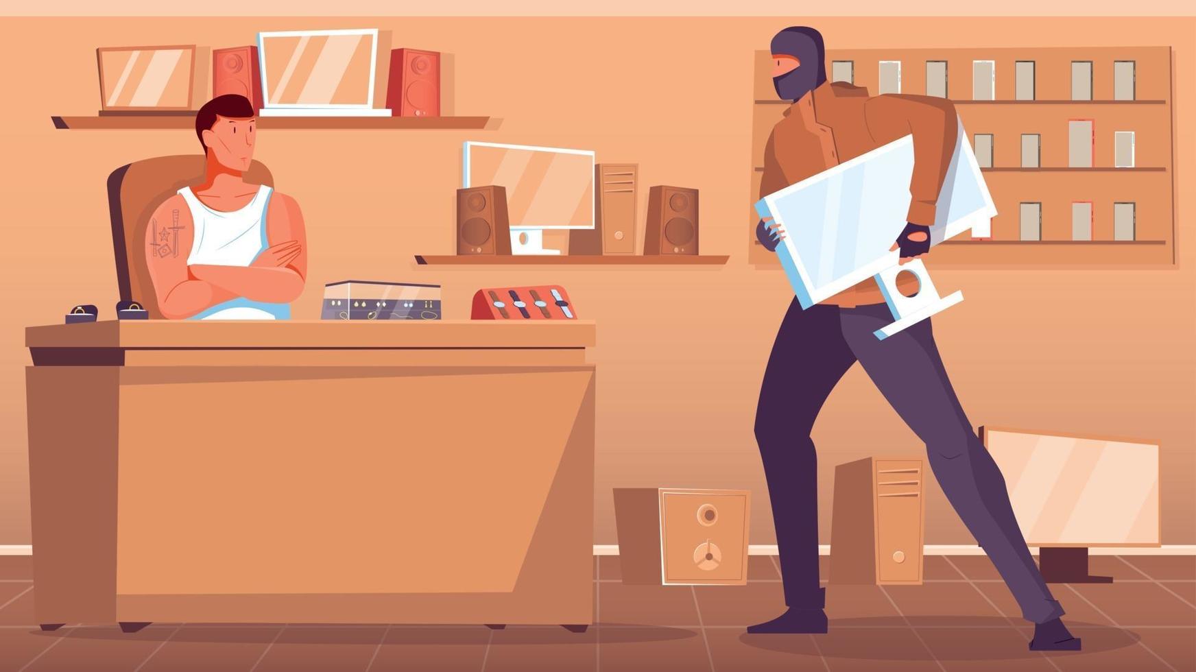 Pawnshop Robbing Illustration vector