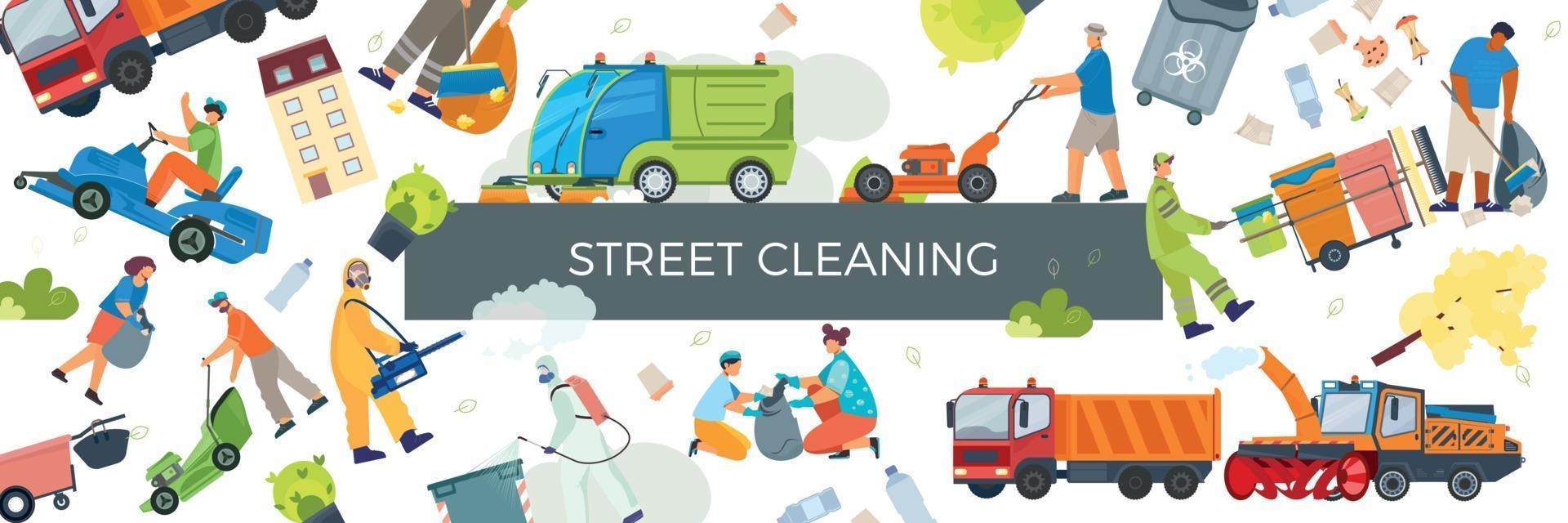 Street Cleaning Pattern Composition vector