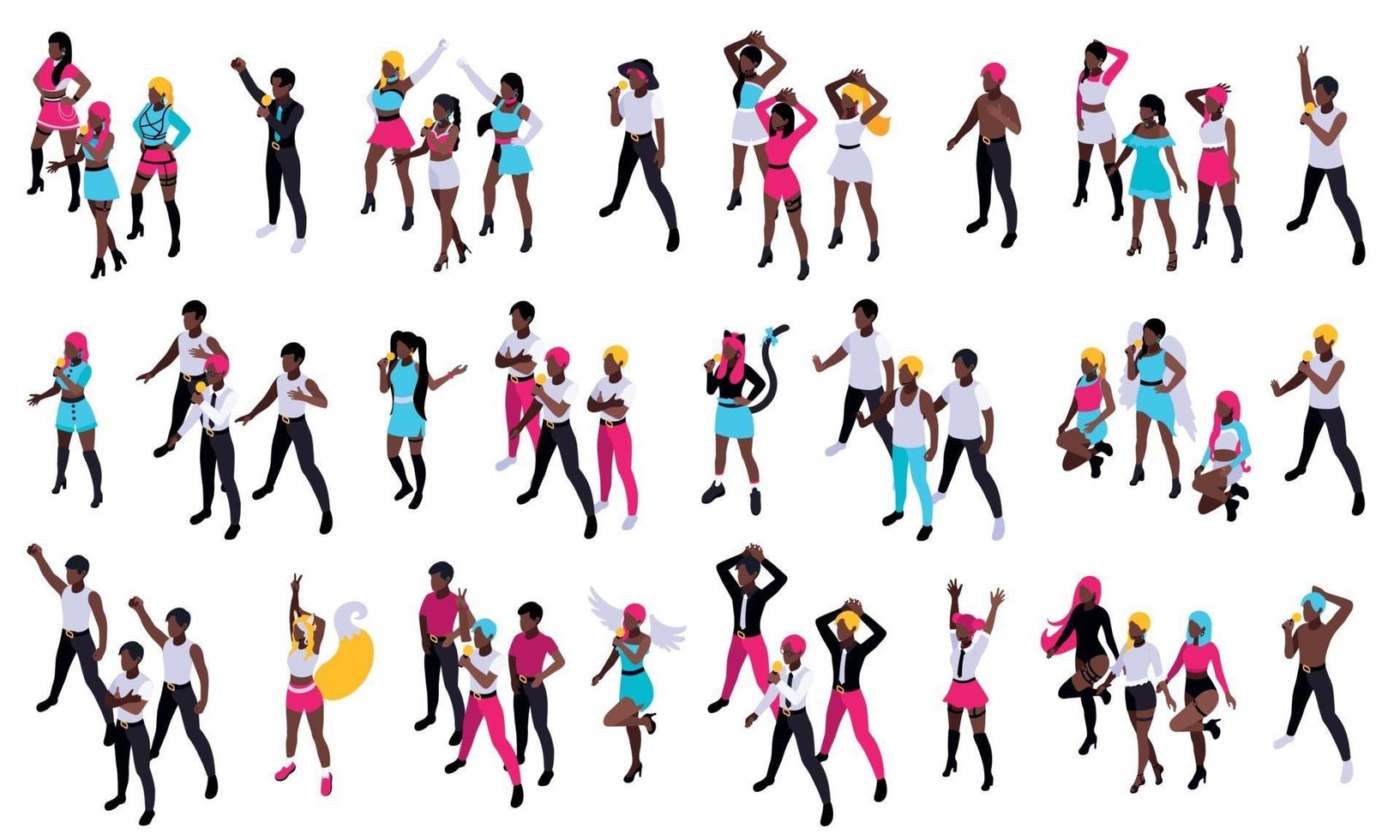 Pop Music Dance Isometric Set vector