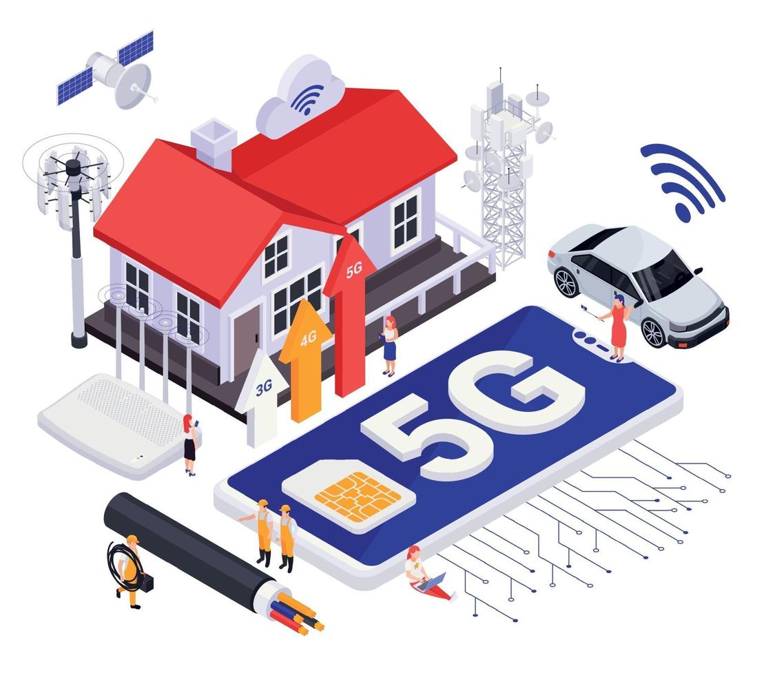 Internet Technology Isometric Concept vector