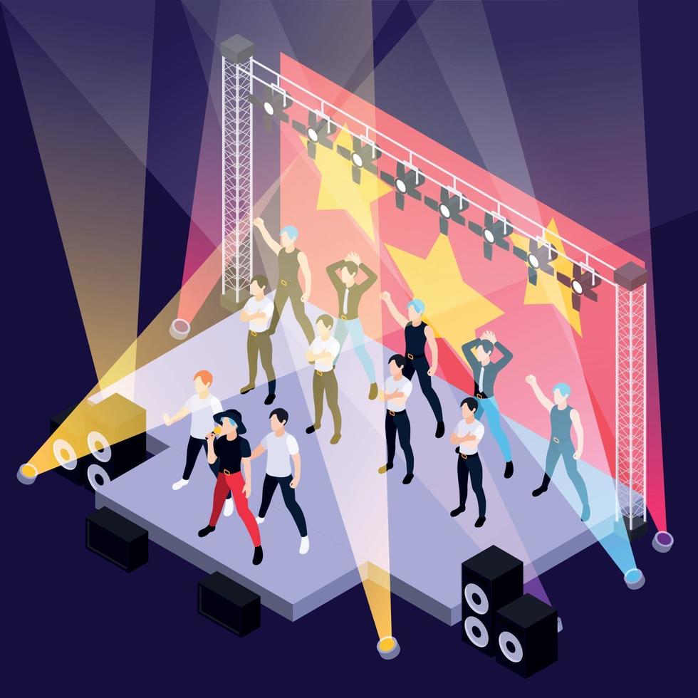 K Pop Music Isometric Background vector