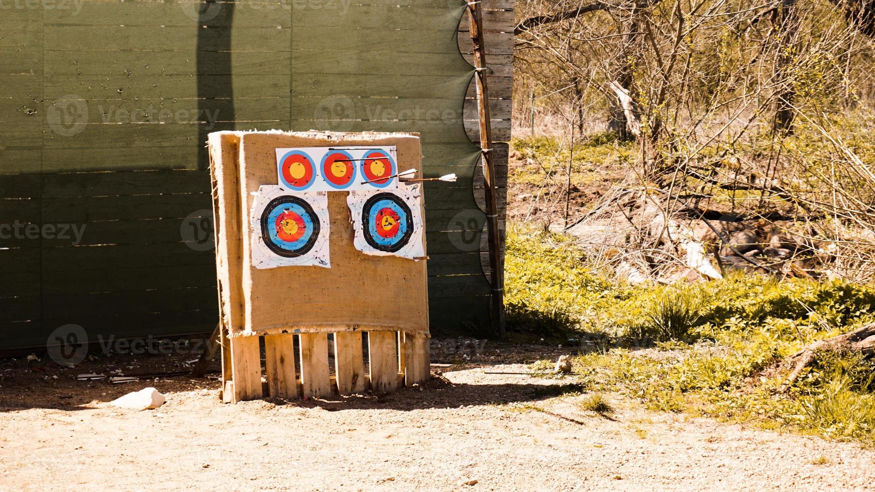 Archery. Target with arrows outside. Active entertainment photo