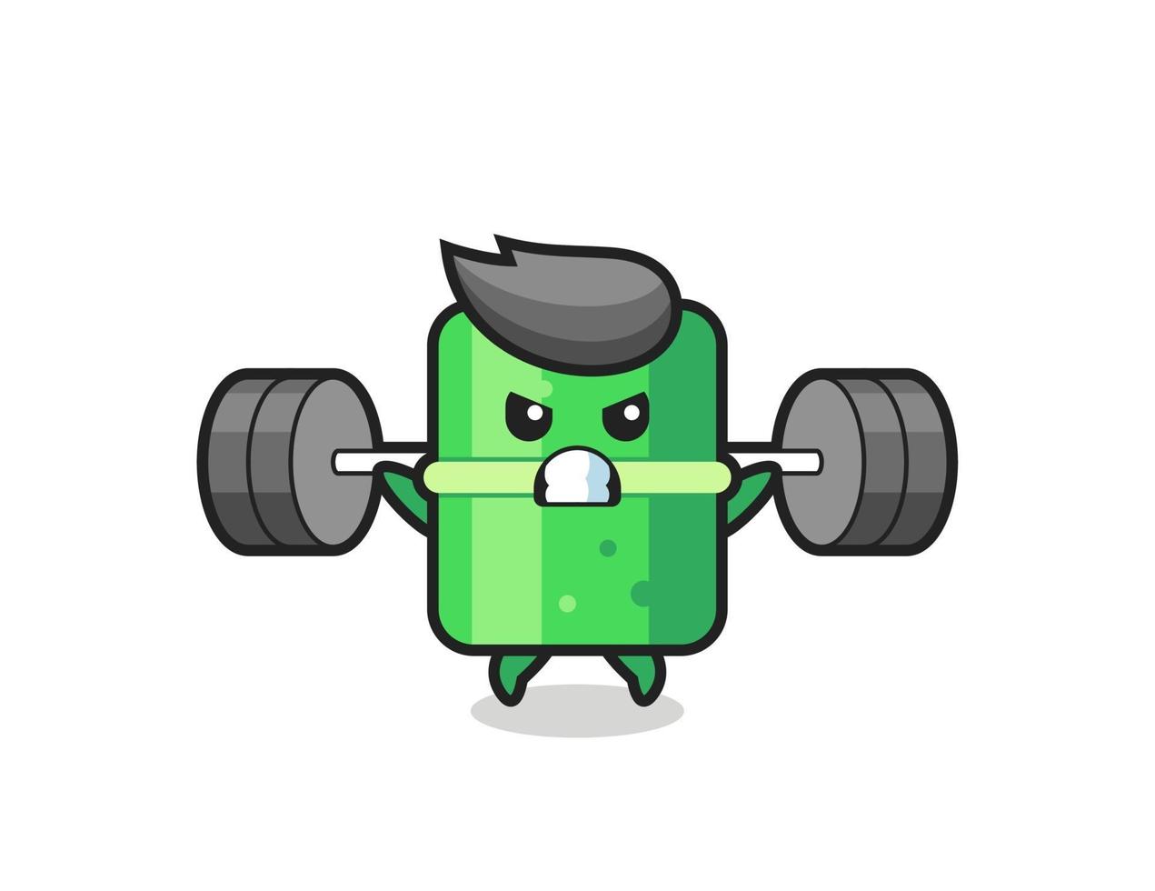 bamboo mascot cartoon with a barbell vector