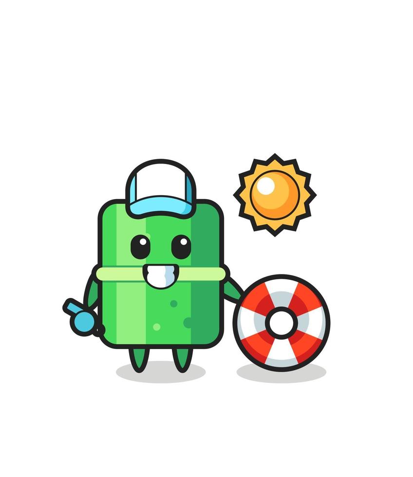 Cartoon mascot of bamboo as a beach guard vector