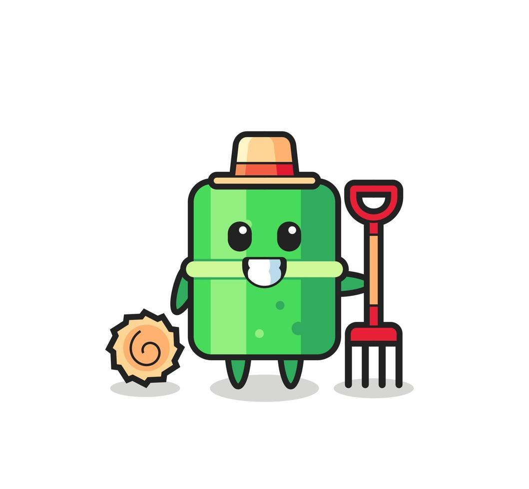 personaje de mascota de bambú como agricultor vector