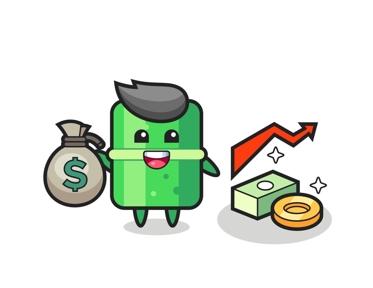 bamboo illustration cartoon holding money sack vector