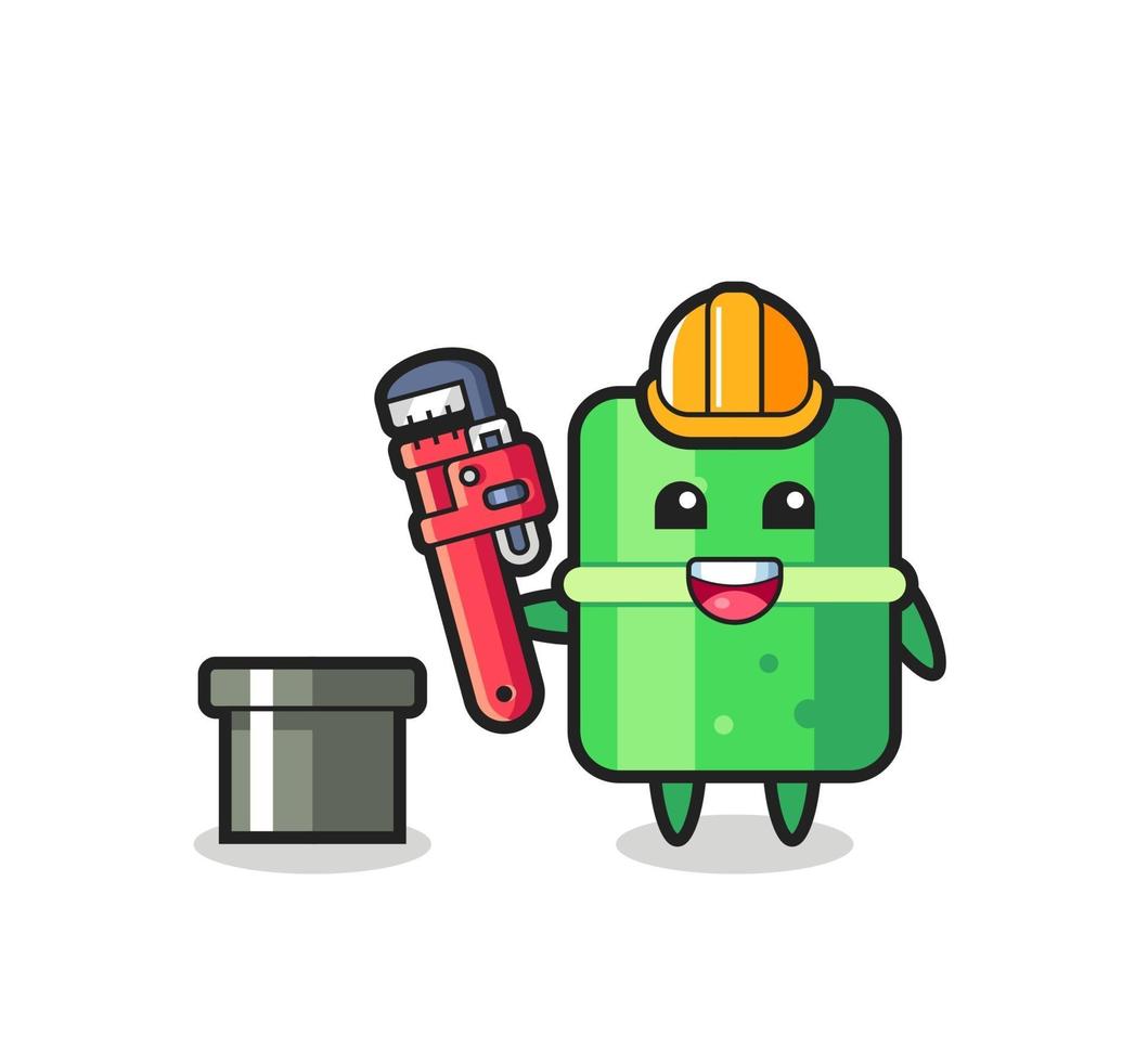 Character Illustration of bamboo as a plumber vector
