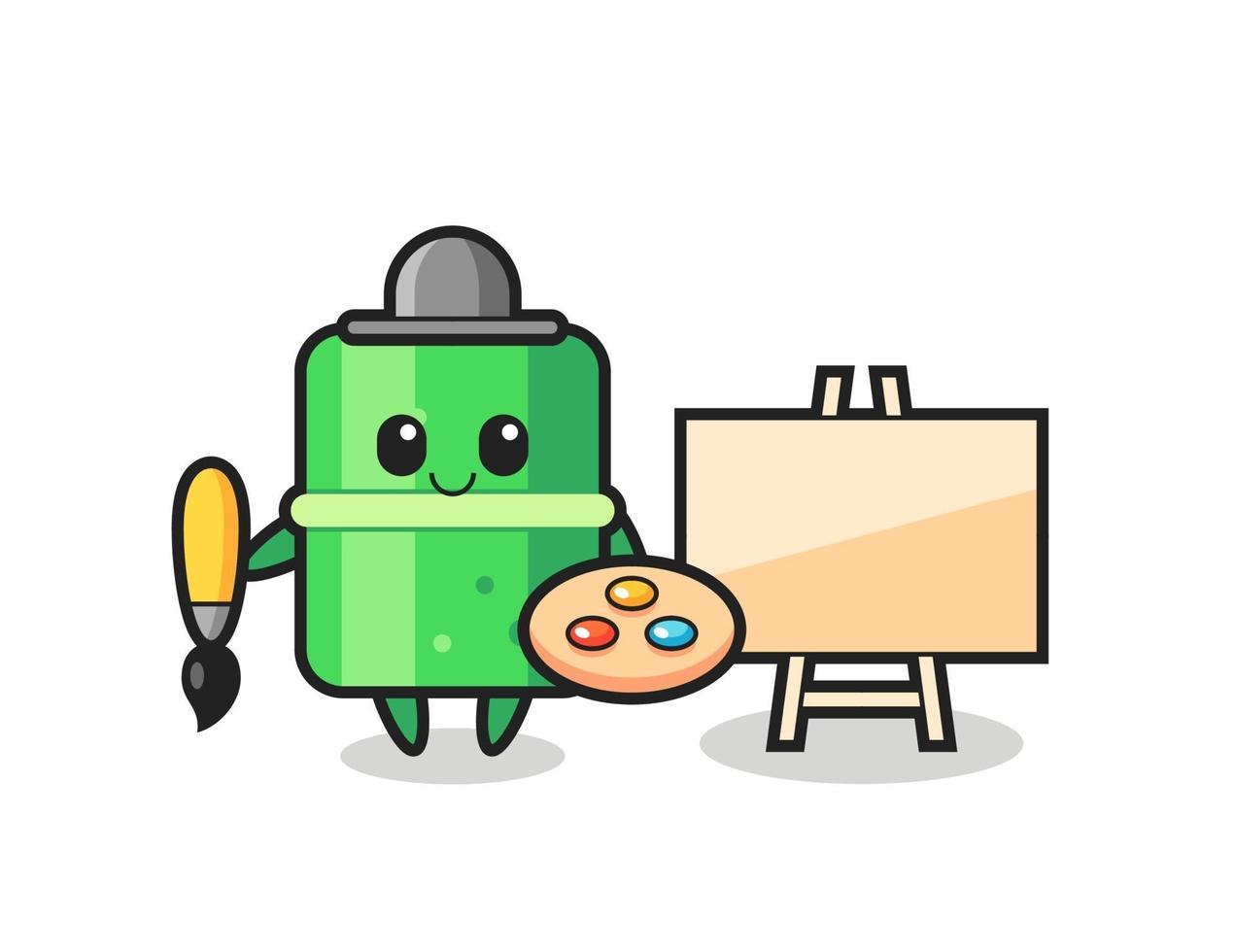 Illustration of bamboo mascot as a painter vector