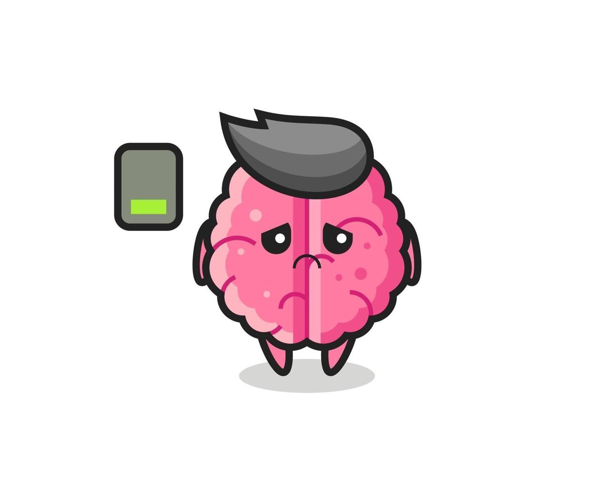 brain mascot character doing a tired gesture vector
