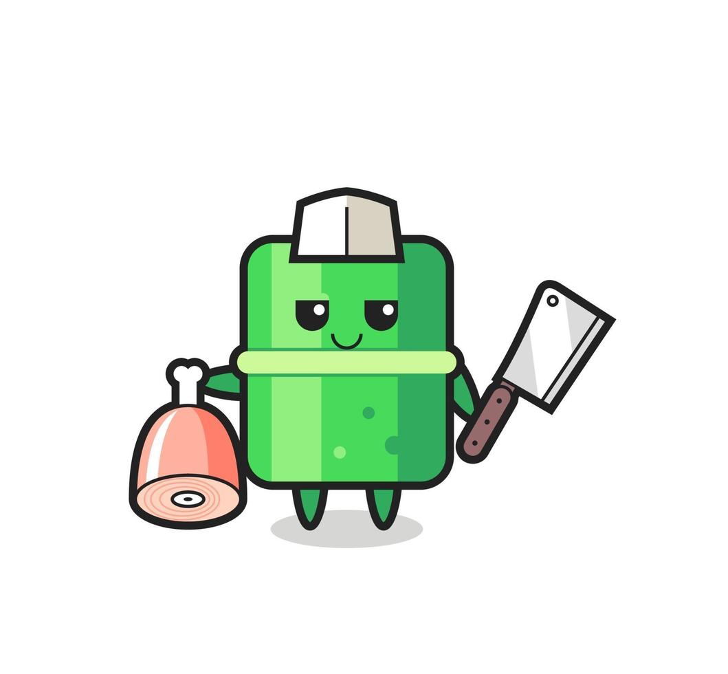 Illustration of bamboo character as a butcher vector