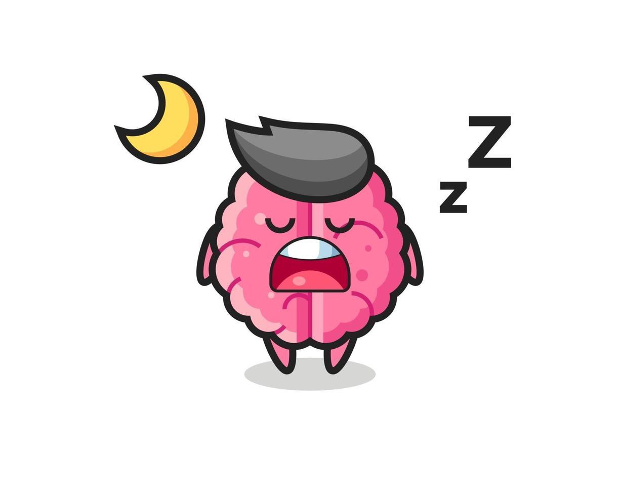 ilustración de personaje cerebral durmiendo por la noche vector