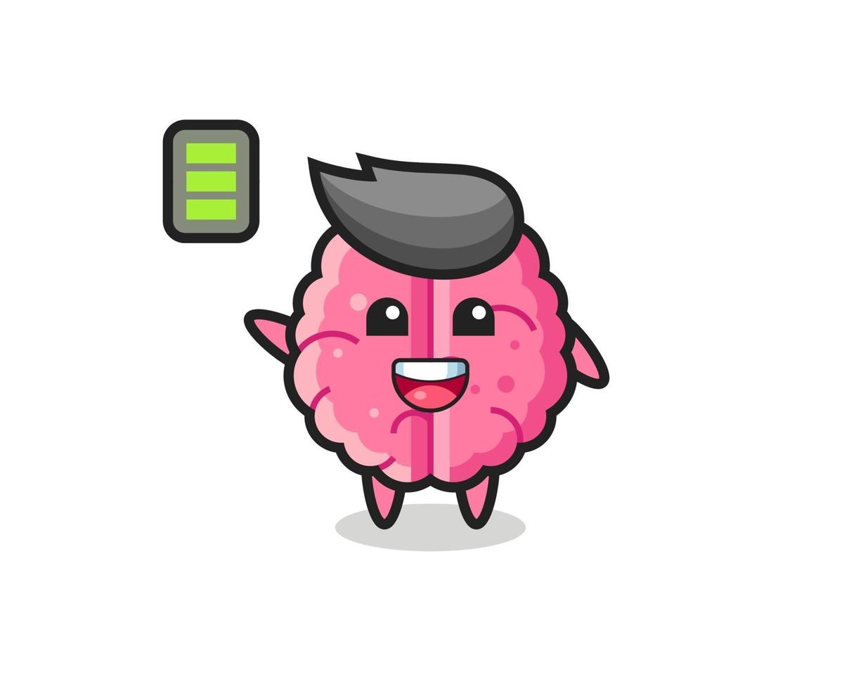 brain mascot character with energetic gesture vector