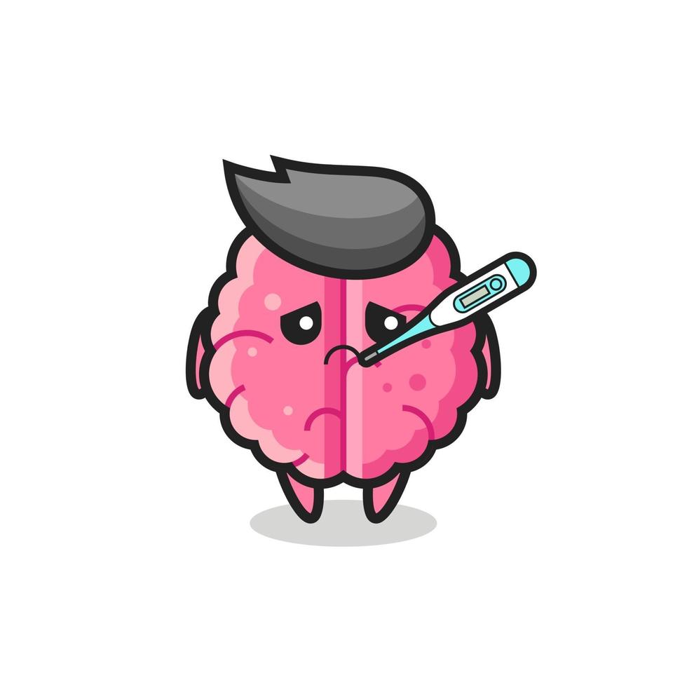 Personaje de mascota cerebral con condición de fiebre. vector