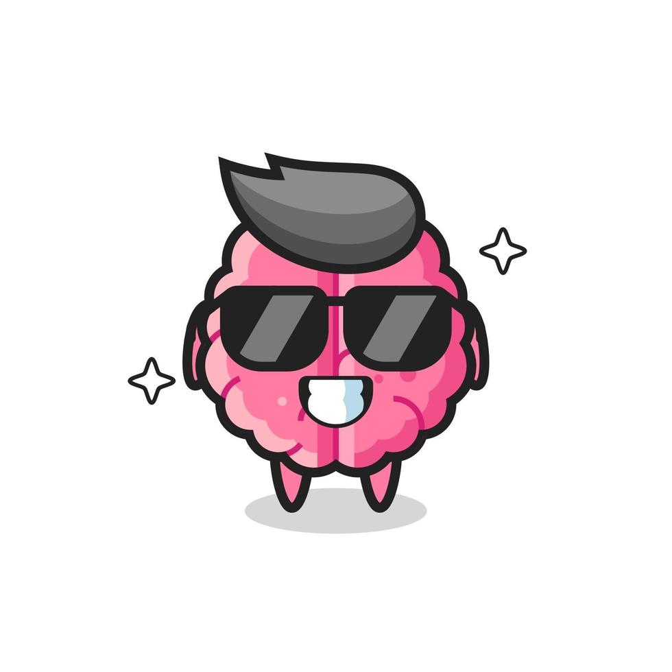 Cartoon mascot of brain with cool gesture vector