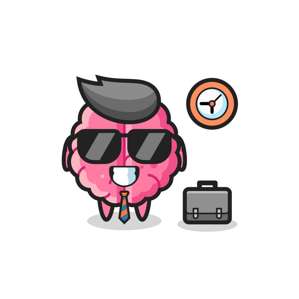 Cartoon mascot of brain as a businessman vector