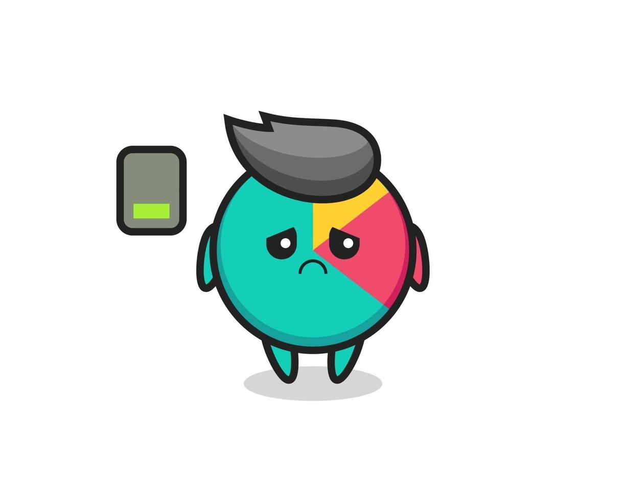 chart mascot character doing a tired gesture vector