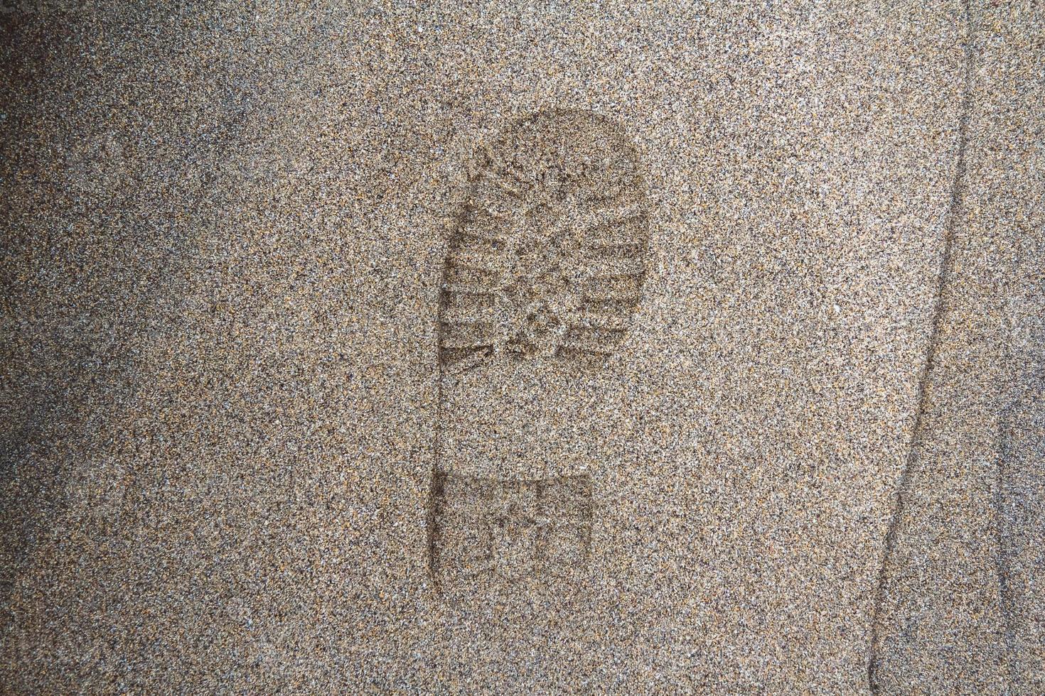 Imprint of the shoe on mud with copy space, Footprint in the dirt photo