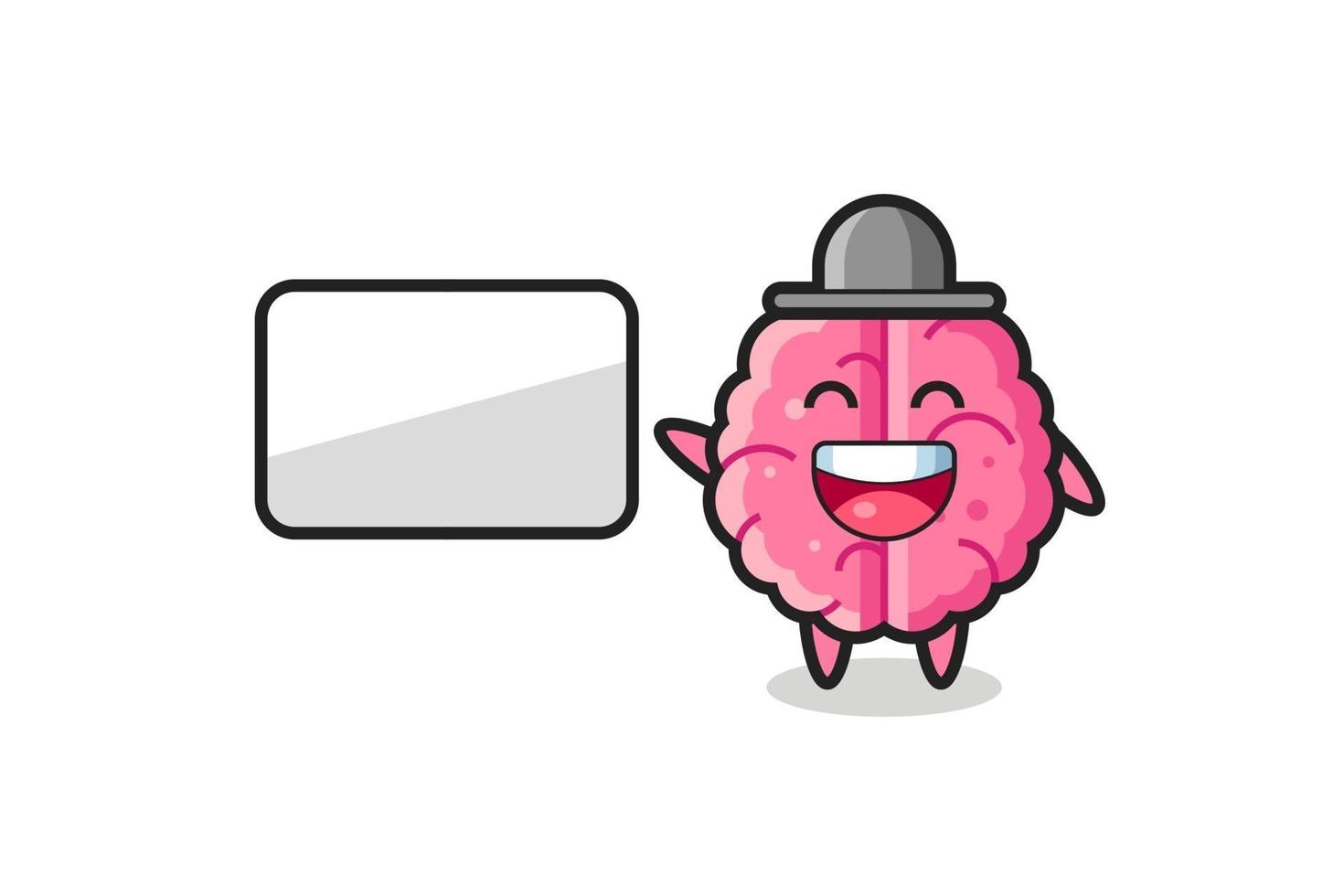 brain cartoon illustration doing a presentation vector