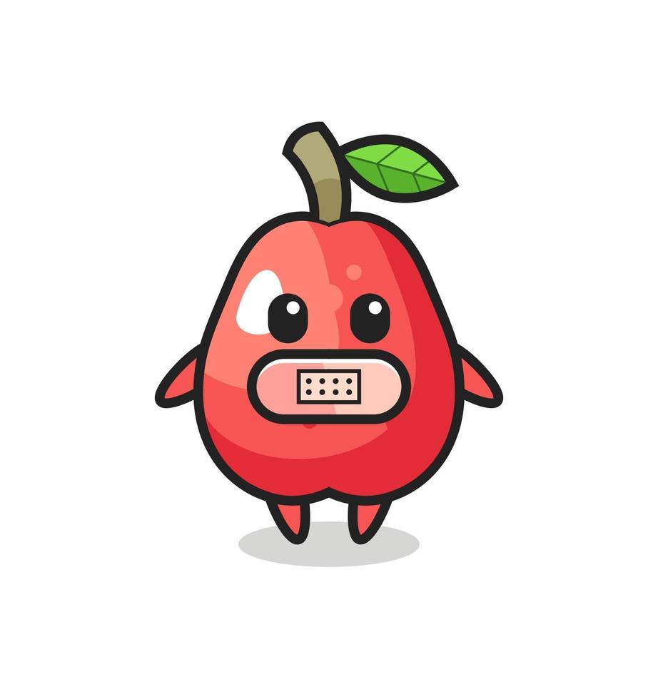 Cartoon Illustration of water apple with tape on mouth vector