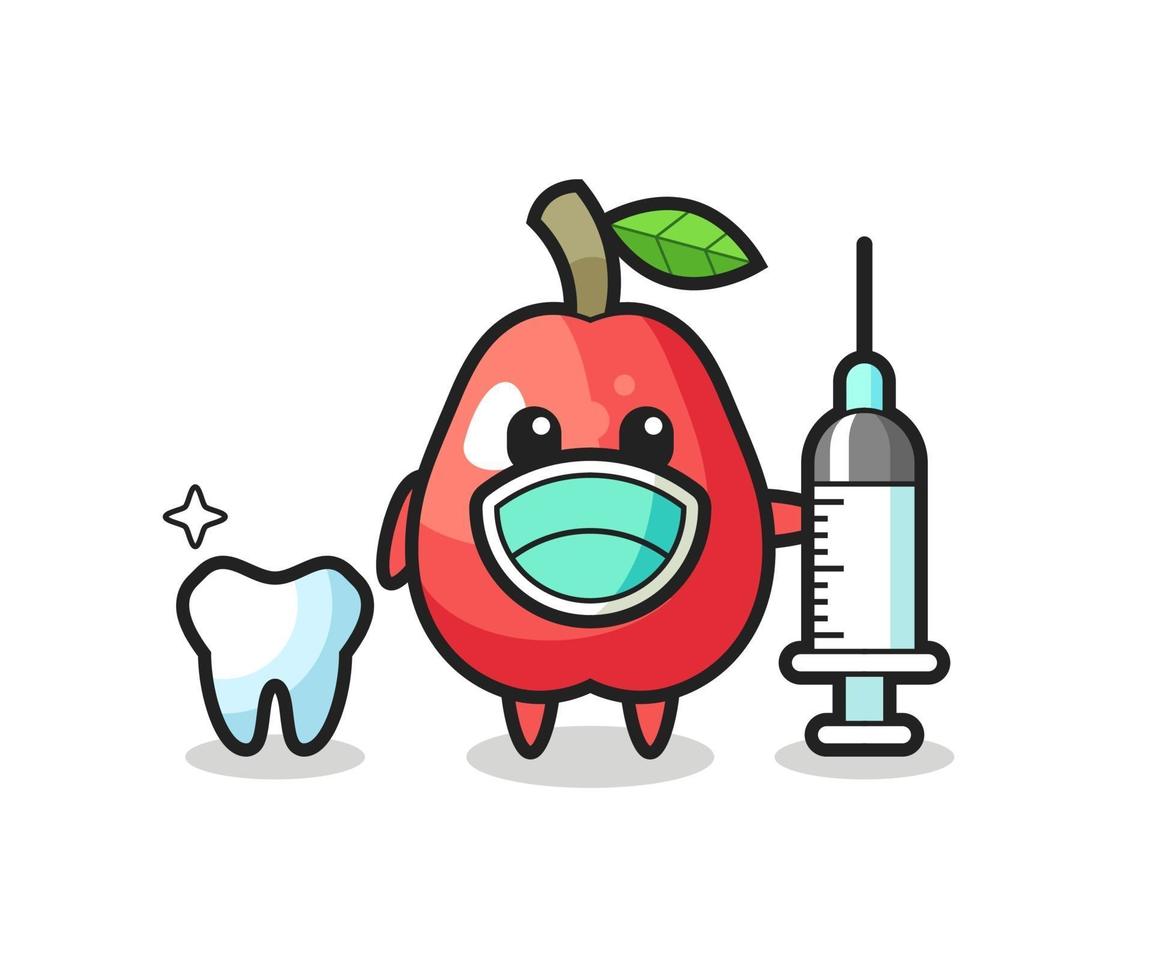 Mascot character of water apple as a dentist vector