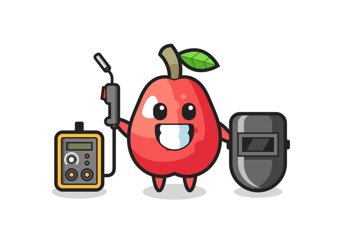 Character mascot of water apple as a welder vector