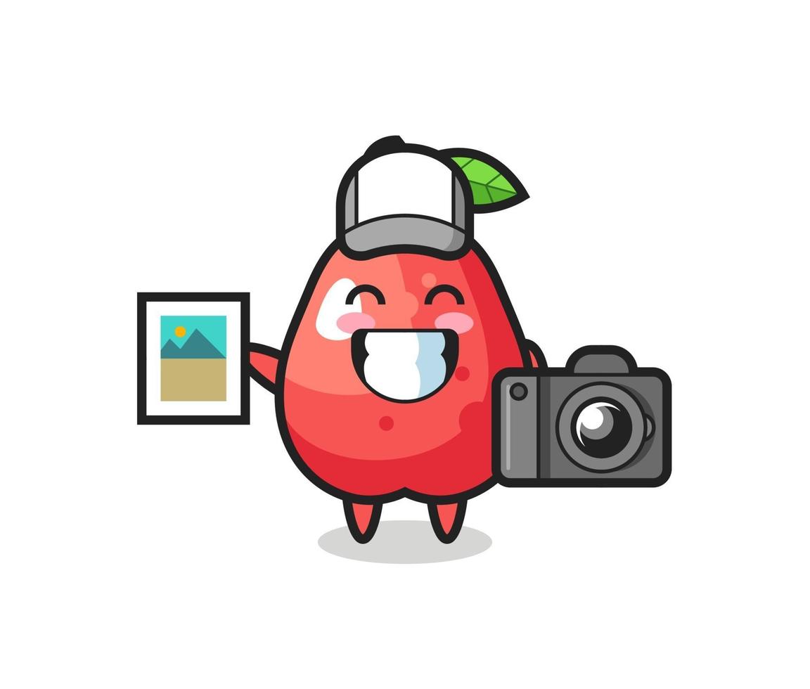 Character Illustration of water apple as a photographer vector